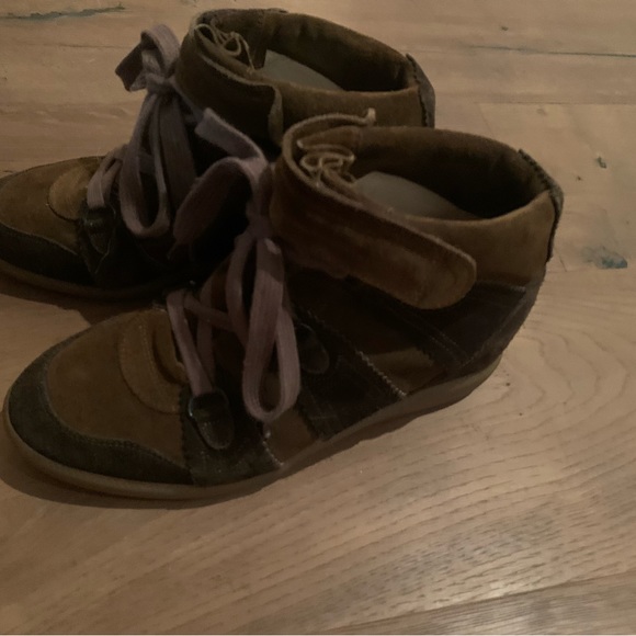 Isabel Marant two tone brown sneaker wedges booties suede size 39 EU size 8 USA - Picture 5 of 5